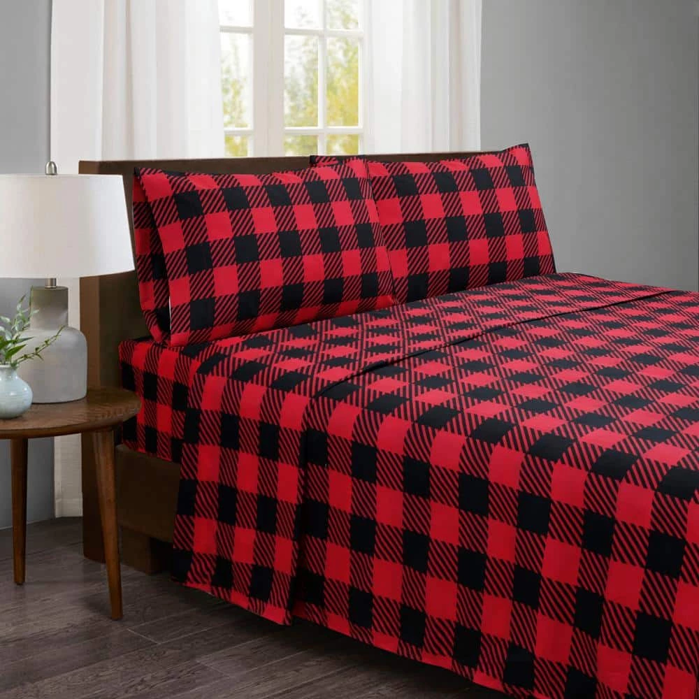 Outlet ๐ Ebony Plaid 3-piece Microfiber Red Twin Sheet Set by Harper Lane โจ 1 Outlet ๐ Ebony Plaid 3-piece Microfiber Red Twin Sheet Set by Harper Lane โจ