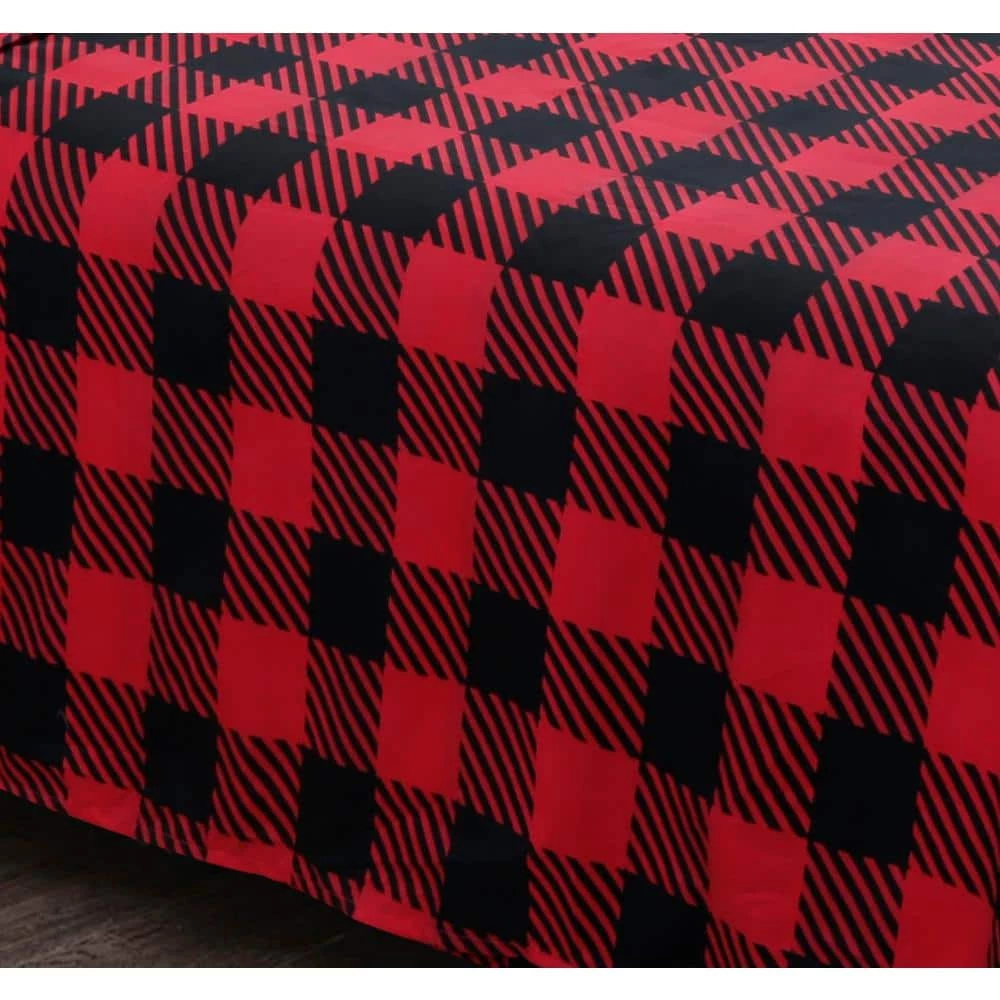 Outlet ๐ Ebony Plaid 3-piece Microfiber Red Twin Sheet Set by Harper Lane โจ 2 Outlet ๐ Ebony Plaid 3-piece Microfiber Red Twin Sheet Set by Harper Lane โจ - Image 2