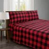 Outlet 🔔 Ebony Plaid 4-piece Microfiber Red King Sheet Set by Harper Lane 🤩