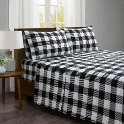 Cheapest โ Ebony Plaid 4-piece Microfiber White King Sheet Set by Harper Lane ๐
