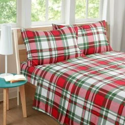 Budget โ Carol Plaid 4-piece Microfiber Red Queen Sheet Set by Harper Lane ๐