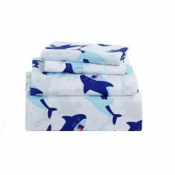 Best Pirce ⭐ Shark Fun 3-piece Microfiber White Twin Sheet Set by Harper Lane 😉 -Harper Lane Sales harper lane sheet sets 17389 4f 1000