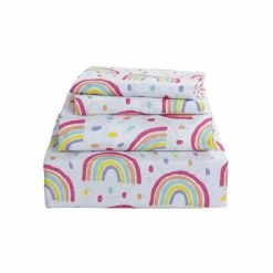 Deals 👏 Rainbow Ray 4-piece Microfiber White Full Sheet Set by Harper Lane 🔥 -Harper Lane Sales harper lane sheet sets 17394 4f 1000