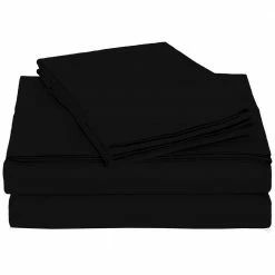 Best deal ๐ Monroe Solid 4-Piece Microfiber Black Queen Sheet Set by Harper Lane ๐ฅ