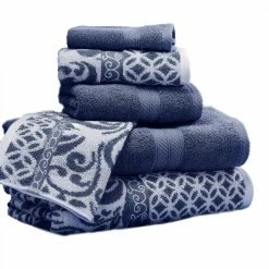 Cheapest 🔥 Trefoil 6-Piece Indigo Geometric Bath Towel Set by MODERN THREADS ❤️