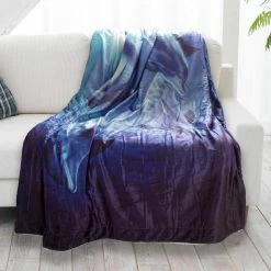 Deals 🧨 Ocean Dolphin Print Sherpa Fleece Blanket by Lavish Home 😍