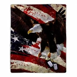Wholesale 😉 American Flag Bald Eagle Print Sherpa Fleece Blanket by Lavish Home 🤩 -Harper Lane Sales lavish home bed blankets 64 eagle 4f 1000