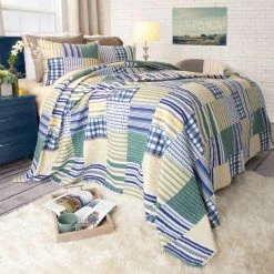 Buy 🌟 Lynsey 3-Piece Yellow Queen Quilt Set by Lavish Home ⌛