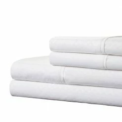 Wholesale 🧨 Embossed 4-Piece White 90 GSM Microfiber Full Sheet Set by Lavish Home ❤️ -Harper Lane Sales lavish home sheet sets 66 90 f w 1f 1000