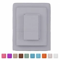 Budget ❤️ 3-Piece Silver Solid 75 Thread Count Polyester Twin Sheet Set by Lavish Home 🤩 -Harper Lane Sales lavish home sheet sets 66 mf75s t sil 44 1000