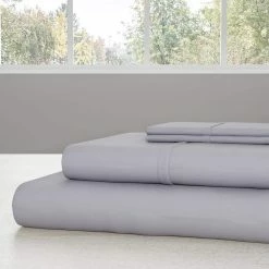 Budget ❤️ 3-Piece Silver Solid 75 Thread Count Polyester Twin Sheet Set by Lavish Home 🤩 -Harper Lane Sales lavish home sheet sets 66 mf75s t sil 4f 1000