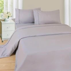 Budget ❤️ 3-Piece Silver Solid 75 Thread Count Polyester Twin Sheet Set by Lavish Home 🤩 -Harper Lane Sales lavish home sheet sets 66 mf75s t sil a0 1000