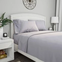 Budget ❤️ 3-Piece Silver Solid 75 Thread Count Polyester Twin Sheet Set by Lavish Home 🤩 -Harper Lane Sales lavish home sheet sets 66 mf75s t sil c3 1000