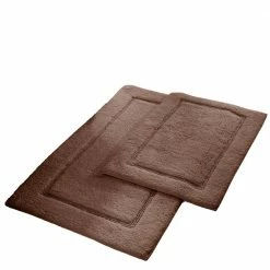 Best Pirce โจ 2-Pack Solid Loop Cotton 21x34 inch Bath Mat Set with non-slip backing Mocha by MODERN THREADS โจ