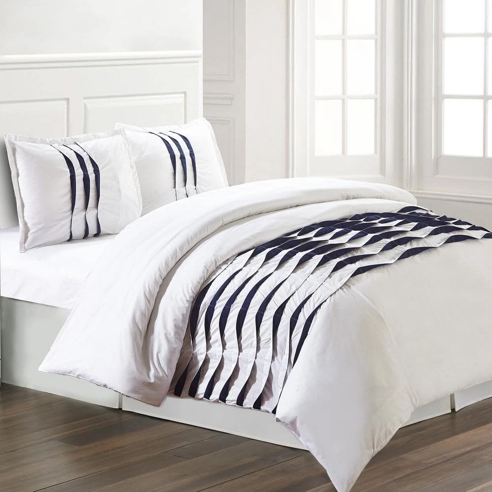 Outlet โค๏ธ 3-Piece Navy Queen Duvet Cover Set by MODERN THREADS ๐ 1 Outlet โค๏ธ 3-Piece Navy Queen Duvet Cover Set by MODERN THREADS ๐