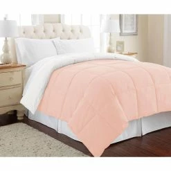 Cheapest ✔️ Down Alternative Reversible Blush/White King Comforter by MODERN THREADS 🧨