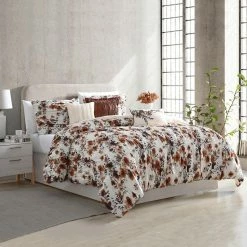 Coupon 👍 Floral Ridge 6-Piece Multi-Colored King Printed Textured Cotton Blend Comforter Set by MODERN THREADS 😉