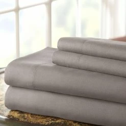 Best Pirce 💯 Deep-Pocket 4-Piece Gray Ultra-Soft Solid Microfiber King Sheet Set by MODERN THREADS 🥰 -Harper Lane Sales modern threads sheet sets 1100m14e gry kg 76 1000