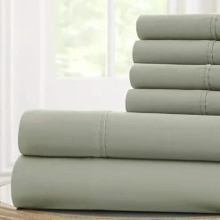 Discount 🤩 Solid 6-Piece Microfiber Sheet With Antimicrobial Finish Eucalyptus King by MODERN THREADS 🔔