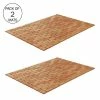 Best Pirce 🎁 Natural Brown Roll Up Slatted Design Bamboo 2- Piece Bath Mat Set by Lavish Home 🔔