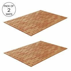 Best Pirce ๐ Natural Brown Roll Up Slatted Design Bamboo 2- Piece Bath Mat Set by Lavish Home ๐