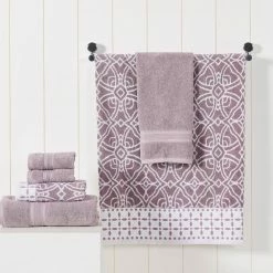 Flash Sale ⭐ 6 Yarn Dyed Jacquard/Solid towel set Monore Orchid by MODERN THREADS 💯 -Harper Lane Sales orchid modern threads bath towels 5ydjqmoe ord st 31 1000