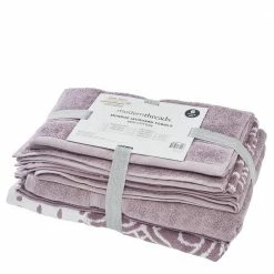 Flash Sale ⭐ 6 Yarn Dyed Jacquard/Solid towel set Monore Orchid by MODERN THREADS 💯