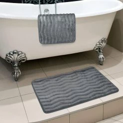 Hot Sale 🎁 2-Piece Platinum Memory Foam Bath Mat Set by Lavish Home 😉 -Harper Lane Sales platinum lavish home bathroom rugs bath mats 67 10 s a0 1000