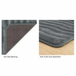 Cheapest 🤩 24.5 in. x 60 in. Memory Foam and Microfiber Bath Mat in Platinum by Lavish Home 🥰 -Harper Lane Sales platinum lavish home bathroom rugs bath mats hw6700007 1f 1000