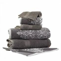 Promo 😍 Artesia 6-Piece Platinum Geometric Bath Towel Set by MODERN THREADS 🥰