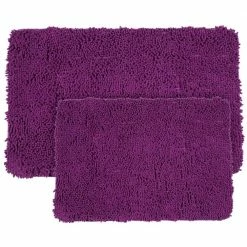 Best Sale 🎉 2-Piece Memory Foam Shag Bath Mat Set in Purple by Lavish Home 😍