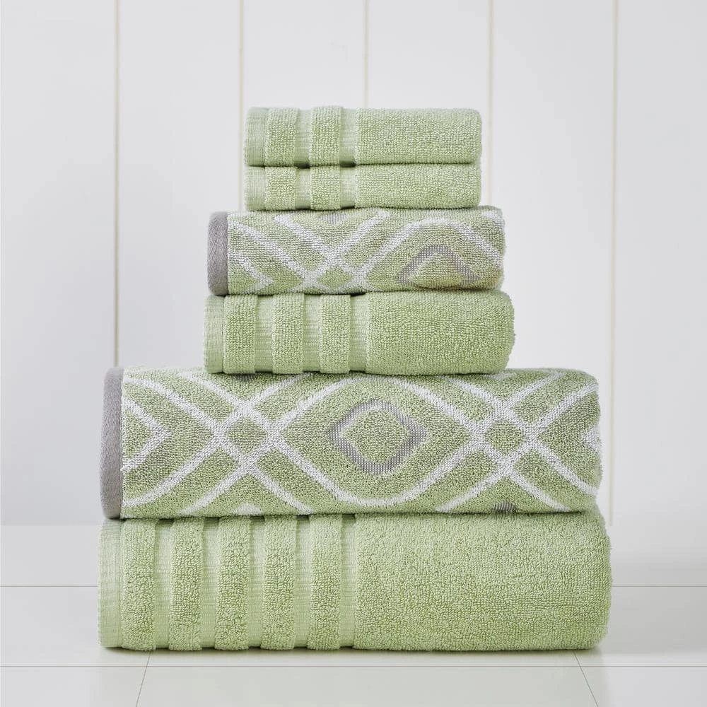 Promo ๐ Green 6-Piece Yarn Dyed Towel Set Oxford Sage by MODERN THREADS ๐ 1 Promo ๐ Green 6-Piece Yarn Dyed Towel Set Oxford Sage by MODERN THREADS ๐