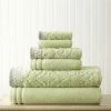 Best Sale 😉 6-Piece Sage Damask Jacquard Towels Set with Embellished Border by MODERN THREADS ⌛