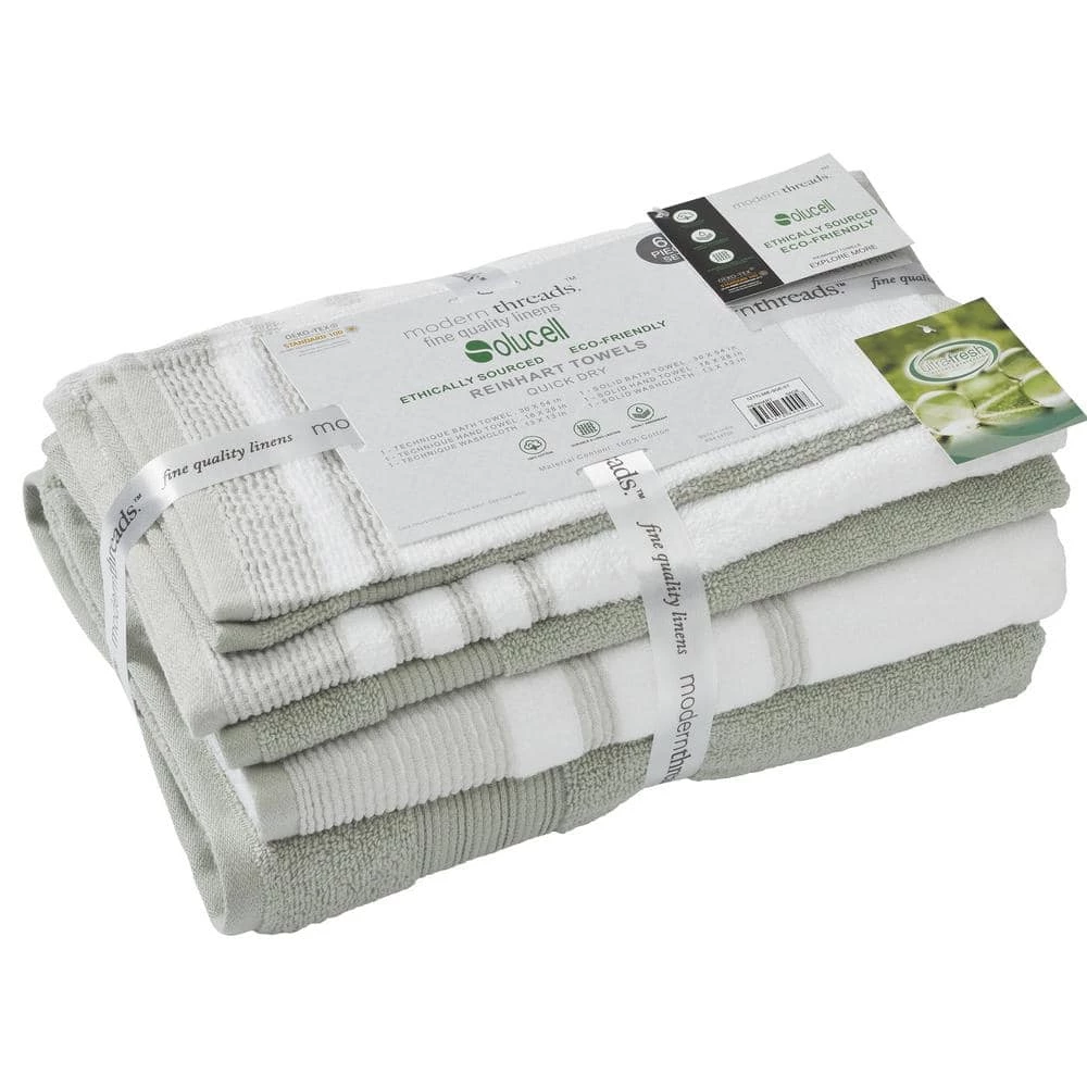 Top 10 ๐ 6 Piece Reinhart Sage Cotton Quick Dry White/Contrast Towel Set by MODERN THREADS ๐ฅ 2 Top 10 ๐ 6 Piece Reinhart Sage Cotton Quick Dry White/Contrast Towel Set by MODERN THREADS ๐ฅ - Image 2