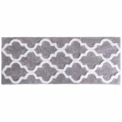 Hot Sale โค๏ธ Trellis Silver 24 in. x 60 in. Bathroom Mat by Lavish Home ๐งจ