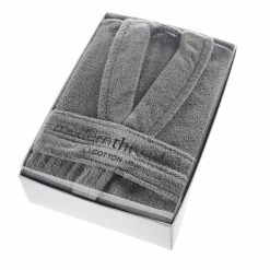 New 🎁 100 % USA Cotton Classic Bathrobe with Shawl Collar Stone Small/Medium by MODERN THREADS 😀