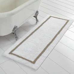 Best Sale 🧨 Taupe Reversible Contrast Stripe Bath Runner by MODERN THREADS 👏