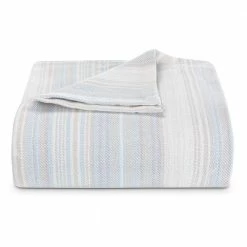 Hot Sale ๐คฉ Sandy Shore Full/Queen Stripe Blue Cotton Blanket by Tommy Bahama ๐