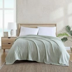 Best deal 🎉 Ultra Soft Solid Plush 1-Piece Gray Microfiber Full/Queen Blanket by Tommy Bahama 😉 -Harper Lane Sales tommy bahama bed blankets ushsee1185445 31 1000