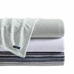 Hot Sale 👍 Sandy Shores 1-Piece Gray Striped Plush Microfiber King Blanket by Tommy Bahama 🎉 -Harper Lane Sales tommy bahama bed blankets ushsee1185464 4f 1000