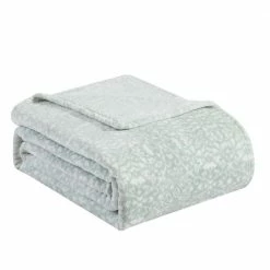 Outlet 🥰 Starfish Geo Plush 1-Piece Blue Microfiber Full/Queen Blanket by Tommy Bahama 🎉