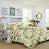 Best Pirce 👏 Tropical Orchid 3-Piece Green Floral Cotton King Quilt Set by Tommy Bahama 👍