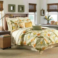 Discount 🔔 Birds of Paradise 3-Piece White Botanical Cotton Queen Comforter Set by Tommy Bahama 🔥
