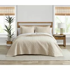 Budget ✨ Solid 3-Piece Ivory Cotton King Quilt Set by Tommy Bahama 😉