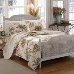 Top 10 🎉 Bonny Cove Spice 3-Piece Beige Floral Cotton Full/Queen Quilt Set by Tommy Bahama 🎉