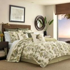 New 🔔 Nador 4-Piece Medium Beige Botanical Cotton Queen Comforter Set by Tommy Bahama 😍