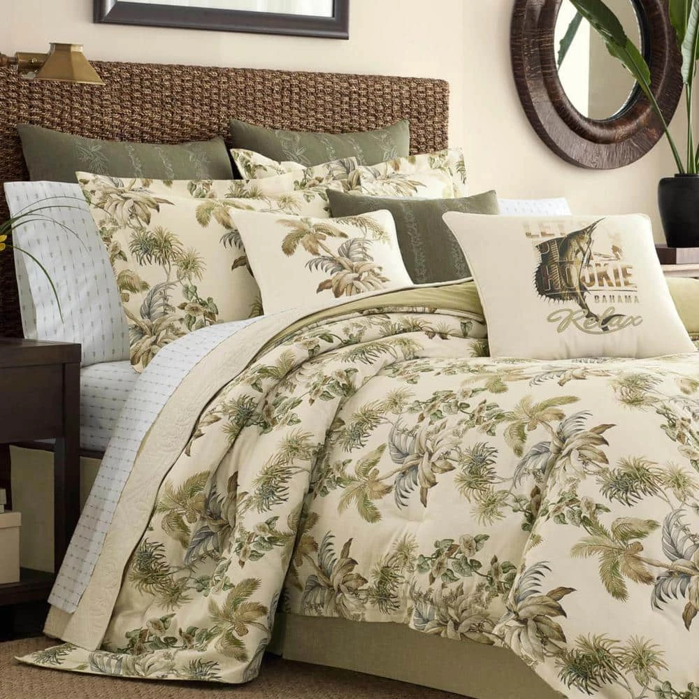 New ๐ Nador 4-Piece Medium Beige Botanical Cotton Queen Comforter Set by Tommy Bahama ๐ 2 New ๐ Nador 4-Piece Medium Beige Botanical Cotton Queen Comforter Set by Tommy Bahama ๐ - Image 2