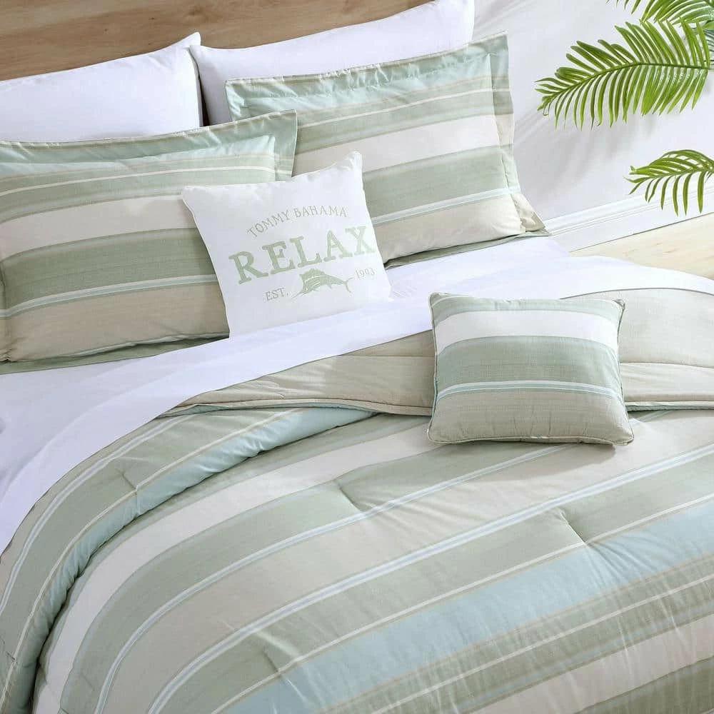 Flash Sale ๐ Serenity 5-Piece Green Striped Cotton Queen Comforter Set by Tommy Bahama ๐ฅฐ 5 Flash Sale ๐ Serenity 5-Piece Green Striped Cotton Queen Comforter Set by Tommy Bahama ๐ฅฐ - Image 5