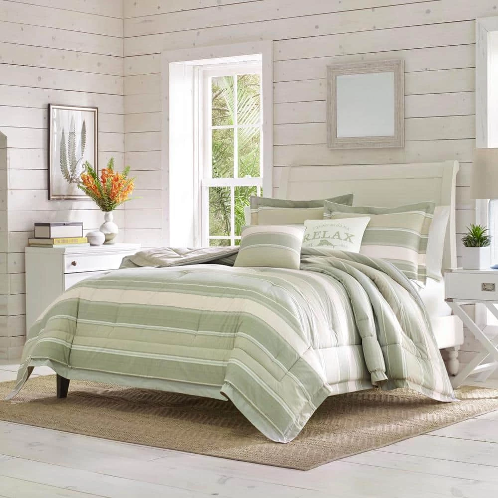 Flash Sale ๐ Serenity 5-Piece Green Striped Cotton Queen Comforter Set by Tommy Bahama ๐ฅฐ 1 Flash Sale ๐ Serenity 5-Piece Green Striped Cotton Queen Comforter Set by Tommy Bahama ๐ฅฐ