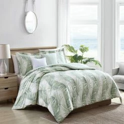 Hot Sale ✔️ Kauai 5-Piece Green Botanical Cotton King Bonus Comforter Set by Tommy Bahama 🔥